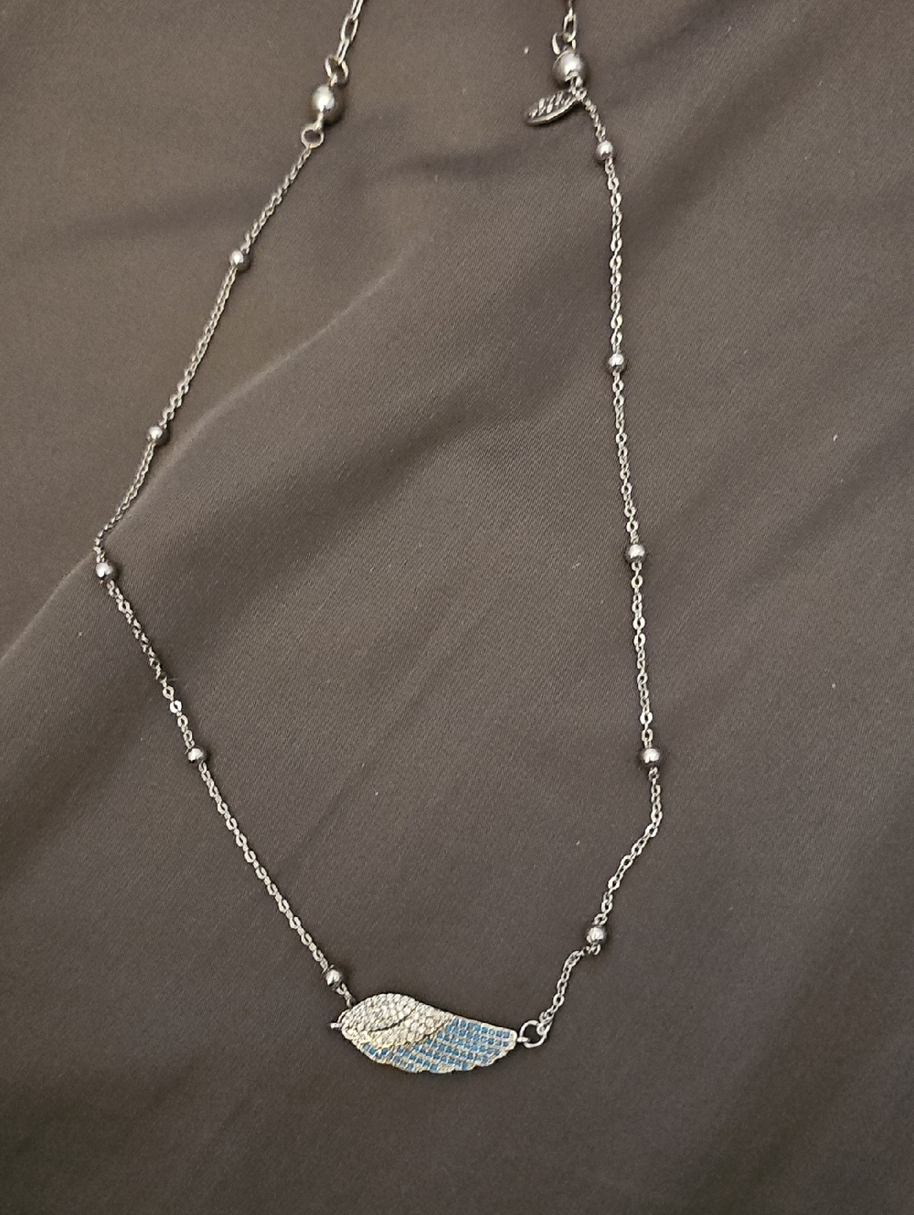 Crystal Wing Pendant Necklace in Blue and White - Women Jewelry